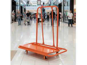 Chariot porte-plaques 116 x 57 x 114 cm orange en acier allié, charge jusqu'à 1000 kg, 4 roulettes