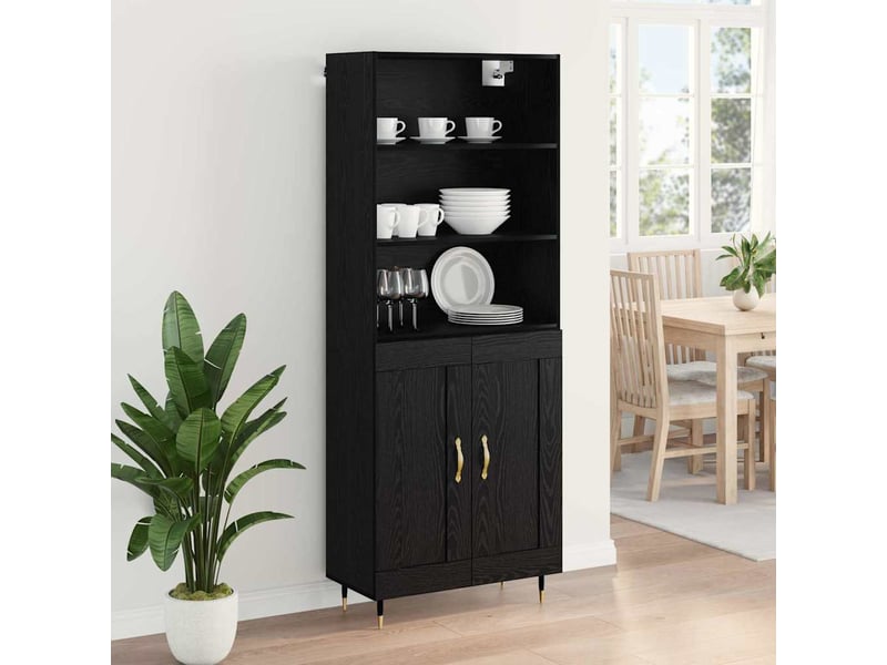  Buffet - haut armoire chêne noir 69,5 x 34 x 180 cm bois d'ingénierie  - Conforama D