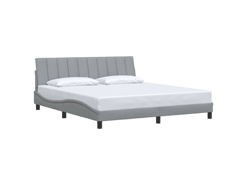  Lit double- lit adulte -  cadre de lit sans matelas hanko gris clair 180x200 cm tissu  - Conforama B