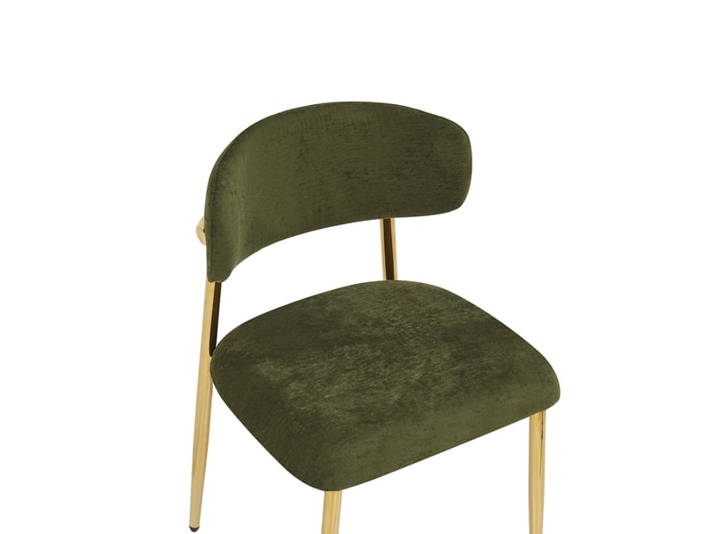  Lot de 6 chaises de salle à manger 51x50x81 cm, assise rembourrée, patins réglables, métal et bois, vert et doré  - Conforama D
