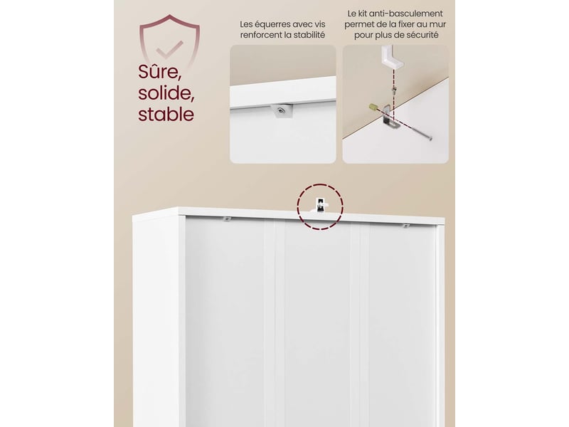 Bibliothèque étagère haute sur 6 niveaux avec porte meuble de rangement ouvert 24 x 60 x 175 cm pour salon bureau salle à manger blanc 12_0005285  - Conforama C