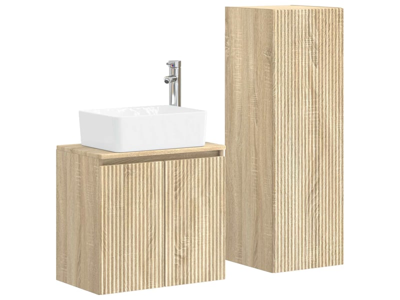 Ensemble de mobilier de salle de bain 2 pcs chêne sonoma shl8349 - Conforama A