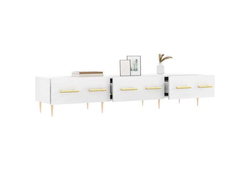  Meuble tv - banc tv - meuble de rangement blanc 150x36x30 cm bois d'ingénierie  - Conforama D