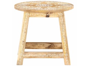Tabouret bas, ottoman peint à la main 38x38x35 cm bois de manguier solide