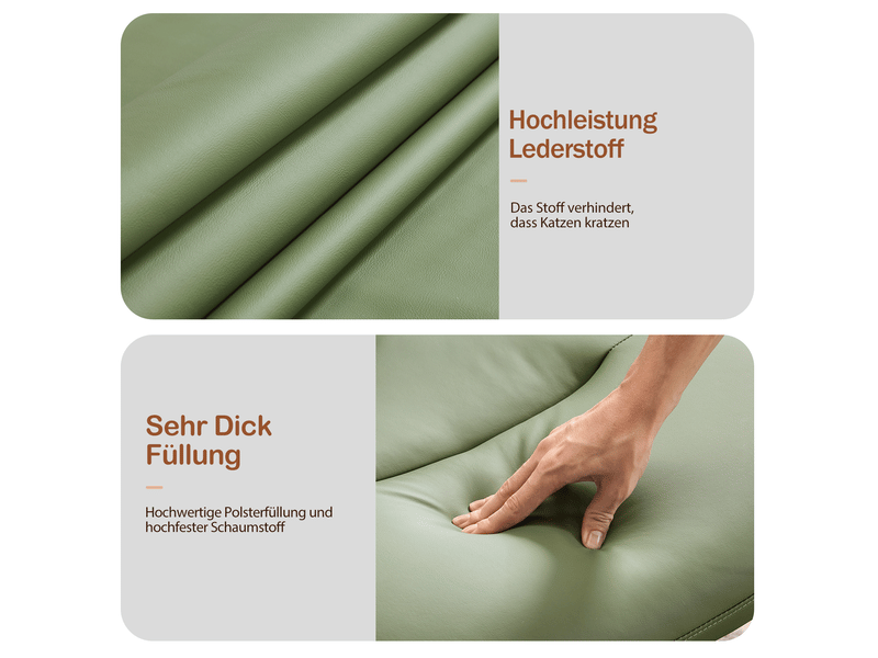  Chaise de bureau réglable avec repose-pieds, pivotante à 360° et roulettes silencieuses en simili cuir vert  - Conforama E