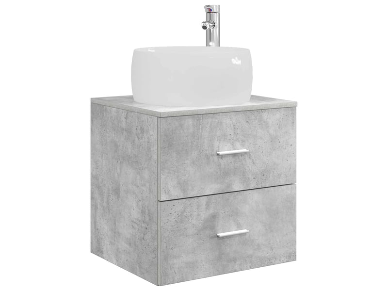 Vanité de lavabo mural, meuble de rangement gris béton 49.5x44.5x66 cm shl1636 - Conforama A