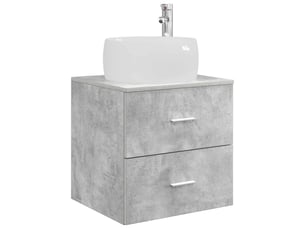 Vanité de lavabo mural, meuble de rangement gris béton 49.5x44.5x66 cm shl1636