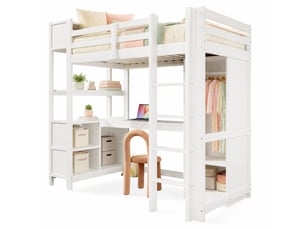 Lit mezzanine 90x200 cm MEUBLIV   coloris blanc