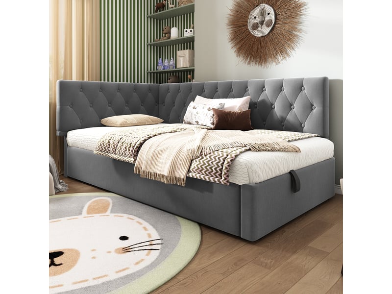  Lit superposé 90x200 cm gigogne 3 couchages, métal, noir, sans matelas  - Conforama W