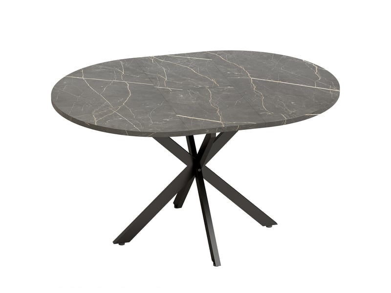 Table à manger extensible ovale pour 4 à 6 personnes, effet marbre noir, table de cuisine avec rallonge 100-135 cm - Conforama B