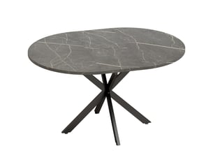 Table à manger extensible ovale pour 4 à 6 personnes, effet marbre noir, table de cuisine avec rallonge 100-135 cm