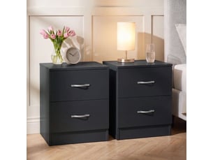Table de chevet riano, commode de nuit, chambre, 47x40x36cm, set de 2, 2 tiroirs, noir