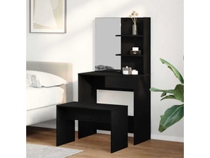 Coiffeuse 0 tiroir(s) Miroir avec 1 tabouret(s) inclu(s) <strong></strong> <strong></strong> coloris noir