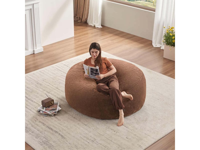  Pouf géant modenvie pliable 120 x 120 x 60 cm marron café  - Conforama D