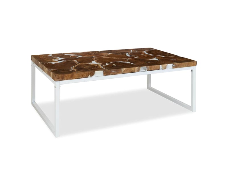  Table basse - table de salon - table à thé teck résine 110x60x40 cm  - Conforama D
