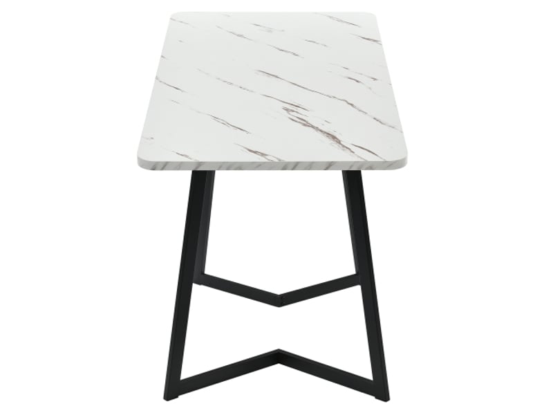  Ensemble salle à manger 117×68 cm – table rectangulaire moderne + 4 chaises velours brun et pieds noirs  - Conforama E
