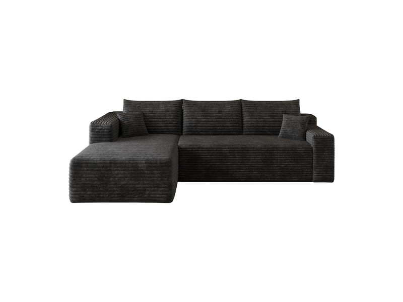  Canapé d'angle en l 241 cm noir en velours côtelé, design cloud, mousse haute élasticité, sans montage Fay Lum - Conforama A