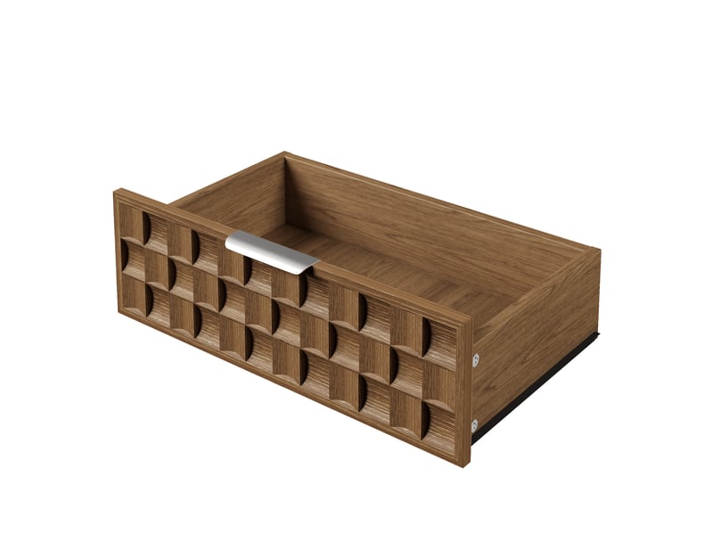  Commode 6 tiroirs avec rangement et poignées en métal pour salon en mdf 120×37×77 cm chêne  - Conforama D