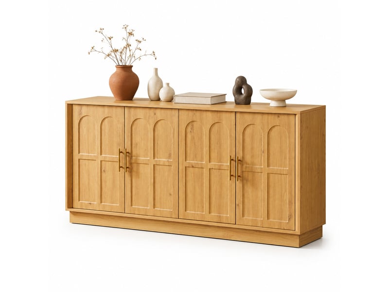 Buffet et enfilade avec 4 portes et étagères réglables pour salon ou salle à manger en mdf naturel 169×40×80 cm - uvrion - Conforama A