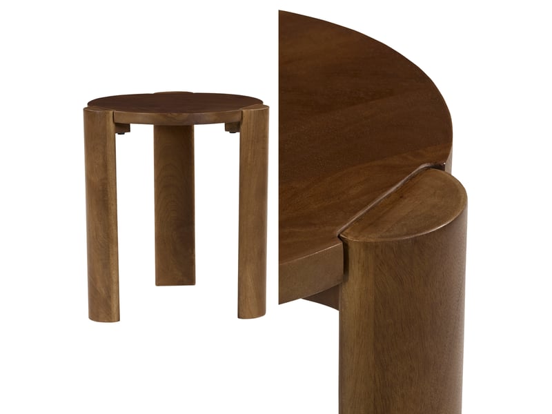  Table d'appoint en bois de manguier massif teinte foncée vori  - Conforama C