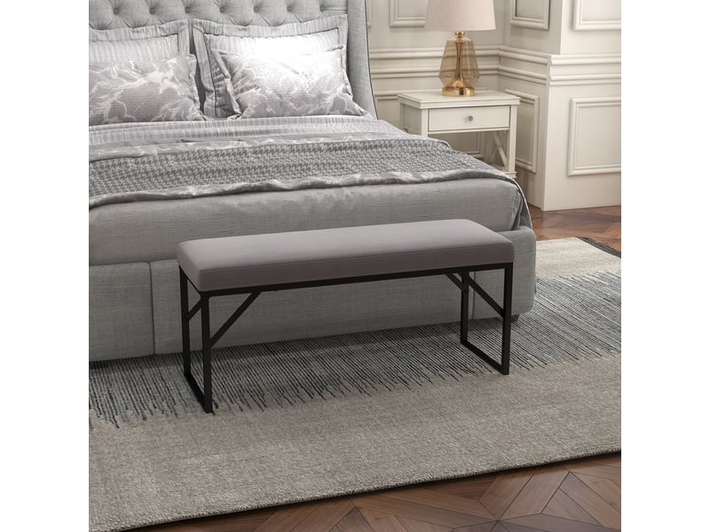  Banc avec coussin rembourré, banc à chaussures, banc d'entrée, coussin inclus, gris foncé et noir  - Conforama D