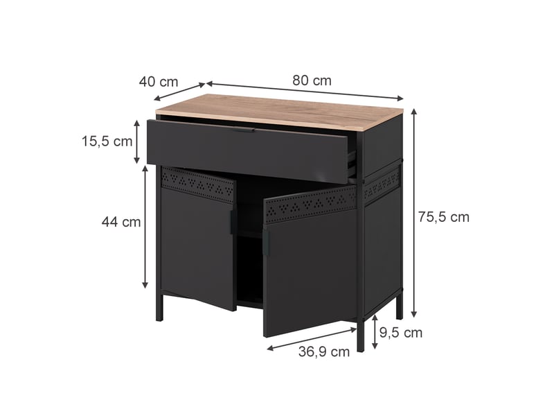  Vicco commode, noirchêne doré, 80x75.5cm  - Conforama B
