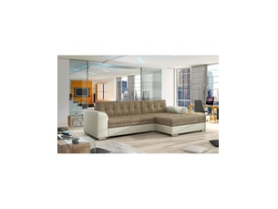 Canapé d'angle droit fixe <strong></strong> <strong></strong> 4 places Polyester Beige et crème