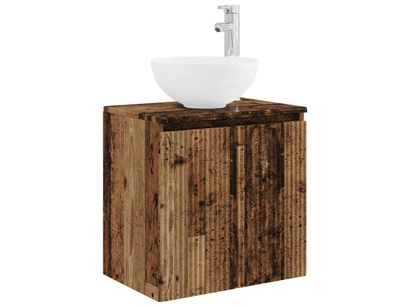 Vanité de lavabo mural, meuble de rangement bois ancien 49.5x35x63 cm - Conforama A