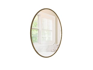 Miroir mural ovale 65x100 cm – doré antique – cadre en fer décoratif, pose verticale ou horizontale