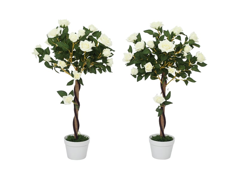  Rosier artificiel à 21 fleurs dans un pot rempli de ciment et de mousse, ø18 x 90 cm, blanc  - Conforama A
