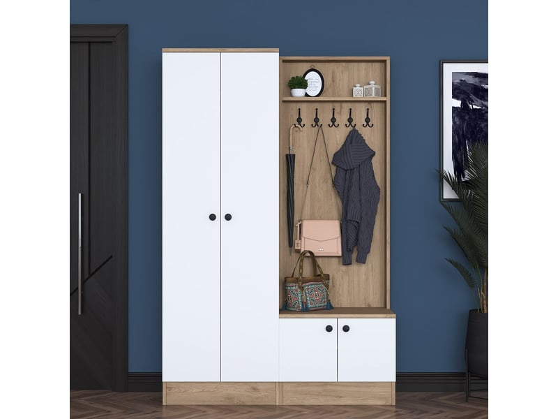  Wedor meuble d'entrée avec portemanteau et rangement à chaussures  - Conforama B
