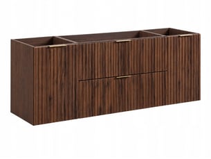Meuble suspendu sous vasque flow noyer foncé 160 cm avec 2 meubles de rangement