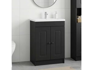 Armoire sous évier de salle de bain, meuble de rangement noir 78.5x37.5x81 cm shl7142