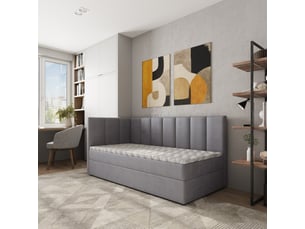 Lit avec rangement 90x200 cm <strong>MASSENO</strong>  <strong></strong> coloris gris