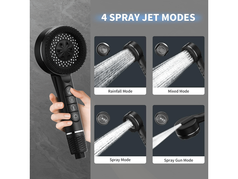  Pommeau de douche haute pression, pommeau de douche à économie d'eau avec flexible de 1,5 m, noir  - Conforama B