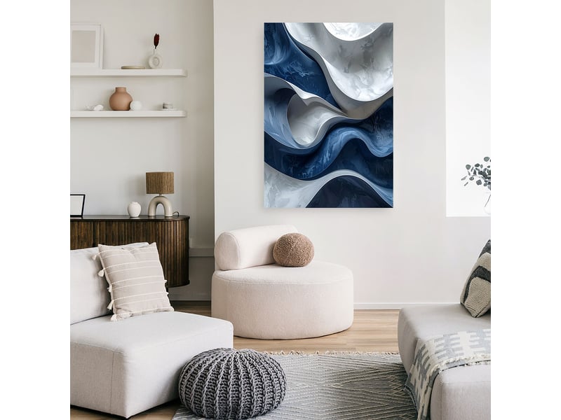  Tabelau sur toile, vagues modernes à plusieurs niveaux bleu marine et blanc 70x100 1334482039 - Conforama B