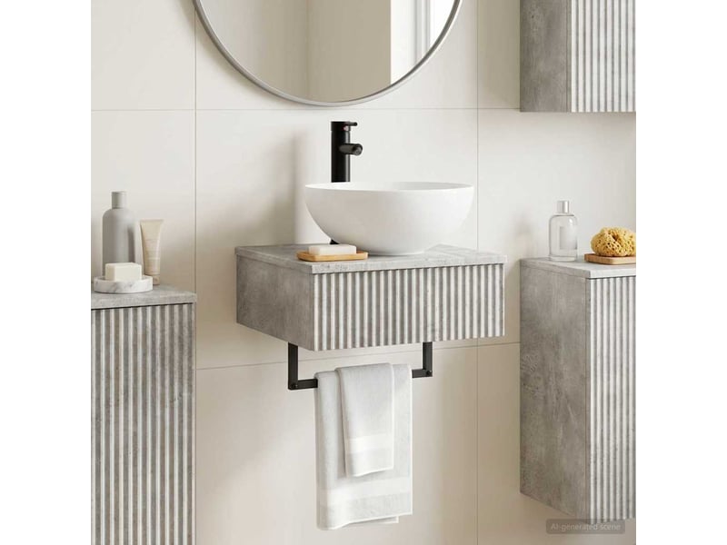  Basin de lavage mural, lavabo gris béton 40x41x40.5 cm  - Conforama B