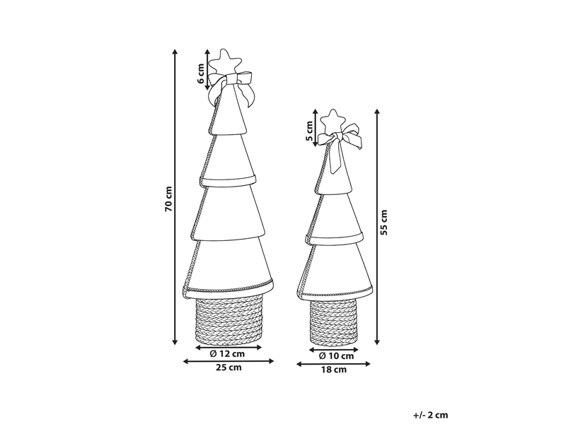  Lot de 2 figurines alvsbyn 5570 cm arbre de noël marron  - Conforama C