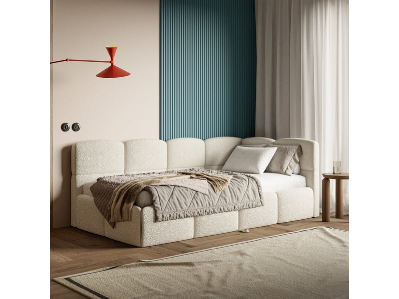  Selsey cloudy - lit rembourré - 170x185 cm - bouclé beige clair - côté droit Cloudy - Conforama C
