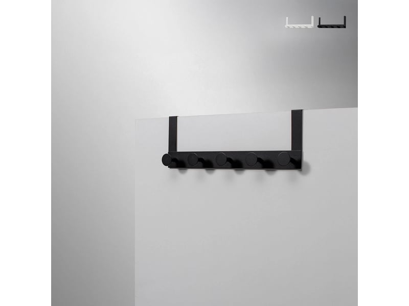 Porte-manteau à suspendre en métal avec 5 crochets swift, gain de place - noir  - Conforama C