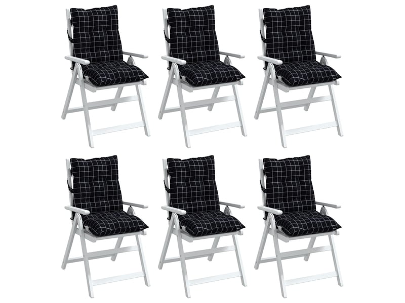  Lot de 6 coussins d'extérieur, coussins de chaise motif à carreaux noirs cf56434  - Conforama D