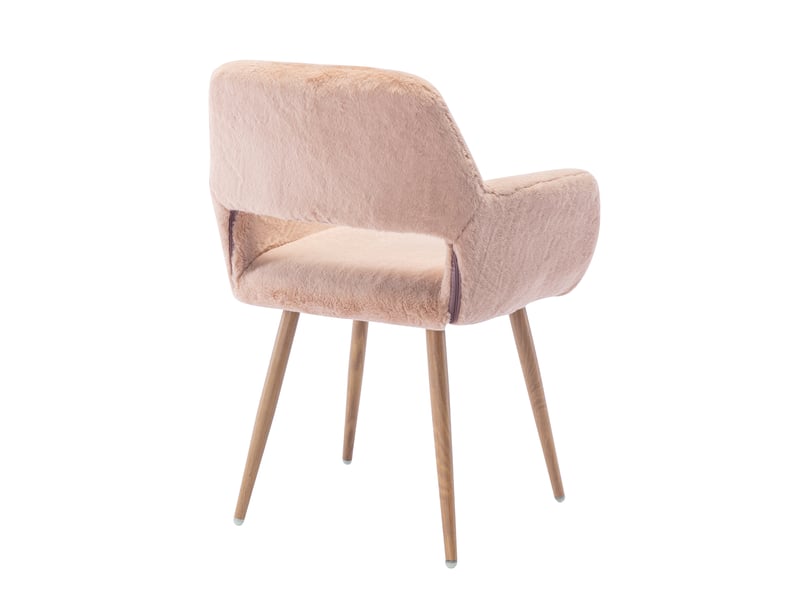 Chaise de salle à manger hengming en fausse fourrure, pieds en acier massif, style mid-century - Conforama E