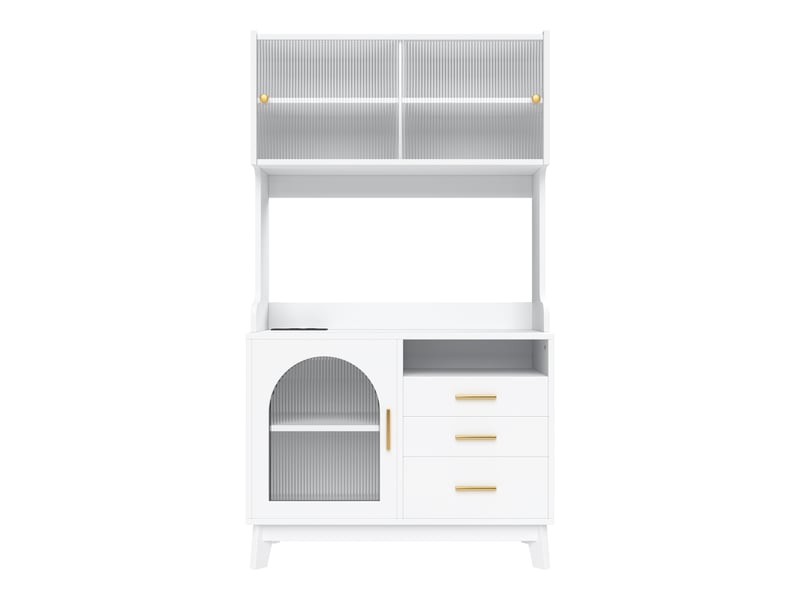  Buffet haut avec prises électriques et ports usb blanc 100.5x40x178 cm N634D0053W - Conforama A