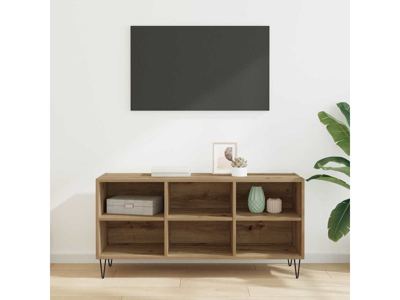  Meuble tv - banc tv - meuble de rangement 103,5 x 30 x 50 cm chêne artisanal bois d'ingénierie  - Conforama D