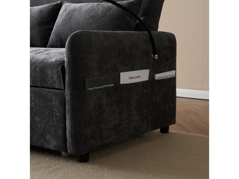 Canapé convertible 2 places en tissu chenille gris 129x76x81 cm N653P202122G - Conforama E