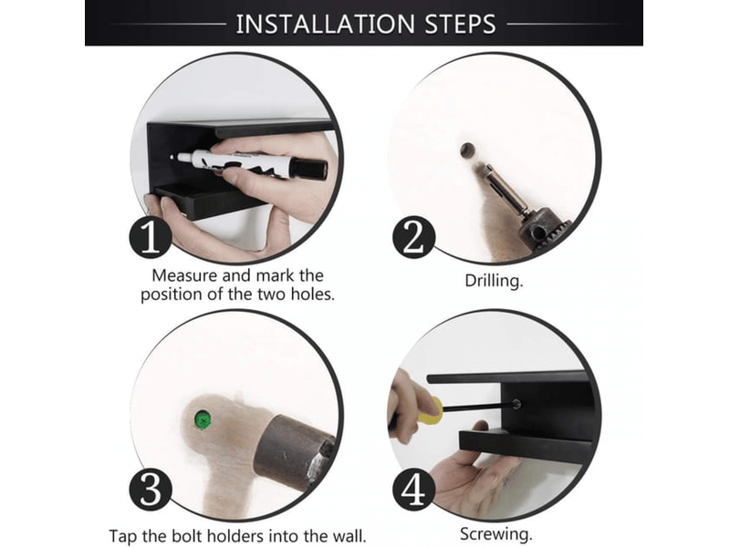  Porte papier toilette, porte rouleau papier toilette mural, sus304 acier inoxydable derouleur papier wc, support papier toilette sans percage,noir  - Conforama E