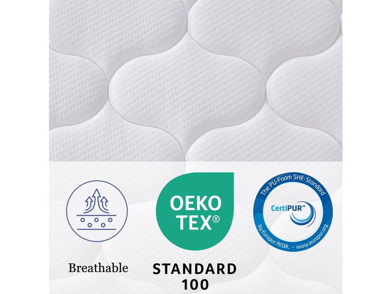  Matelas 160x200x25 cm 7 zones de soutien h3, matelas ressorts ensachés confort durable, mousse haute densité, blanc  - Conforama E