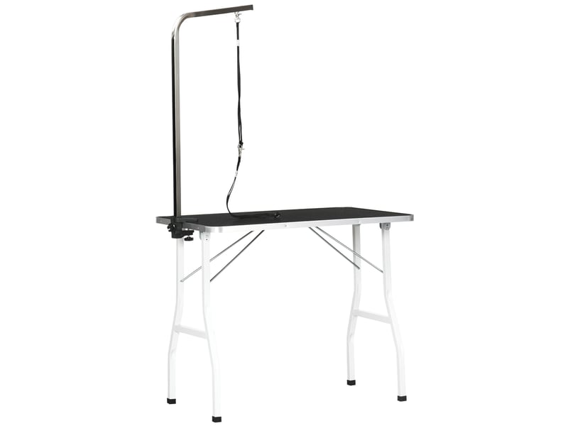  Plateforme pliable réglable 91,5 x 61,5 x 76 cm plateau caoutchouc noir avec barre de maintien  - Conforama A
