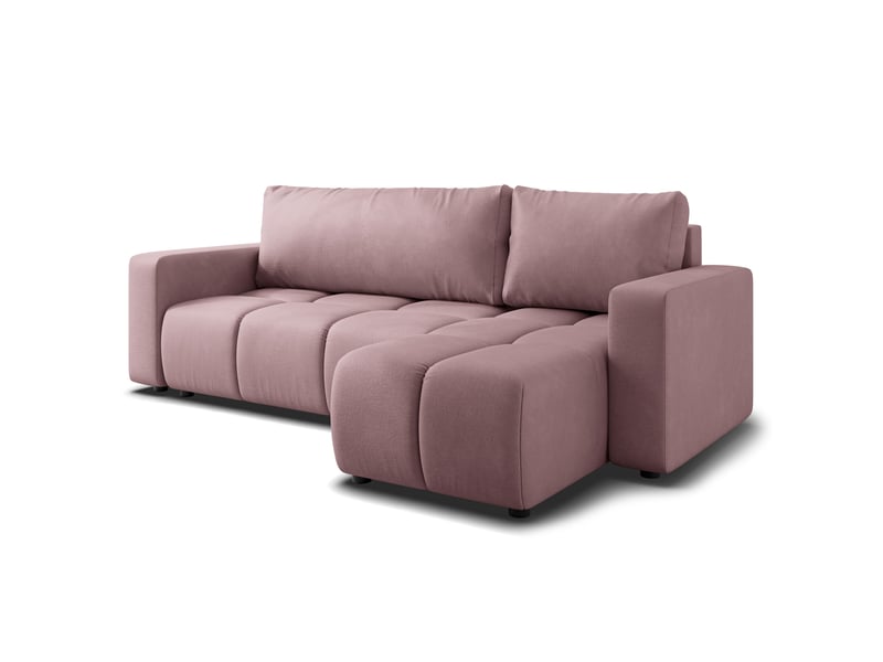  Canapé d'angle ramil, tissu peluche rose poudré  - Conforama A