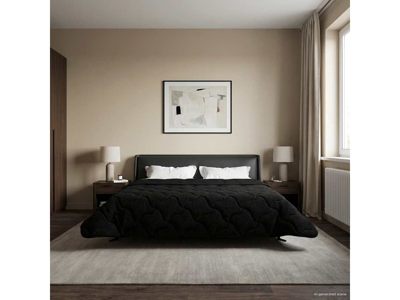  Duvet - couette complet toute l'année matelassé noir 240 x 260 cm  - Conforama D